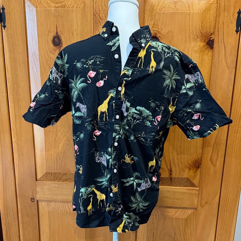 Old Navy Black Safari Print Men's Shirt